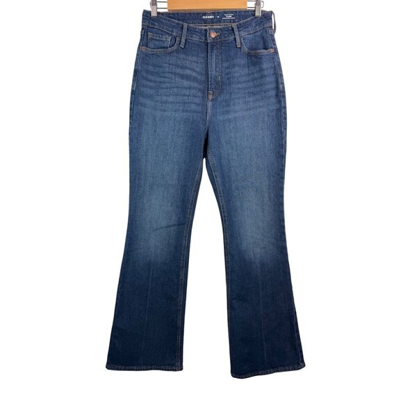 Old Navy higher high rise flare jeans 90s retro dark sz 10 - Picture 1 of 9